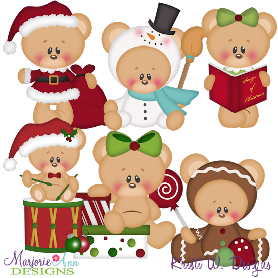 12 Bears Of Christmas-Set 1 SVG Cutting Files Includes Clipart - Click Image to Close